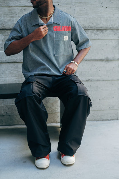 Navy Pinstripe "Creator" Placket Shirt