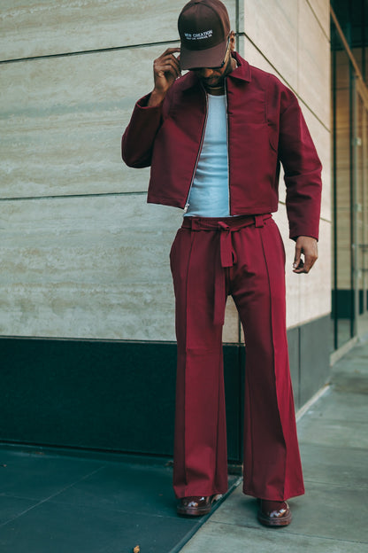 Bright Merlot- Heavy Flared Pants