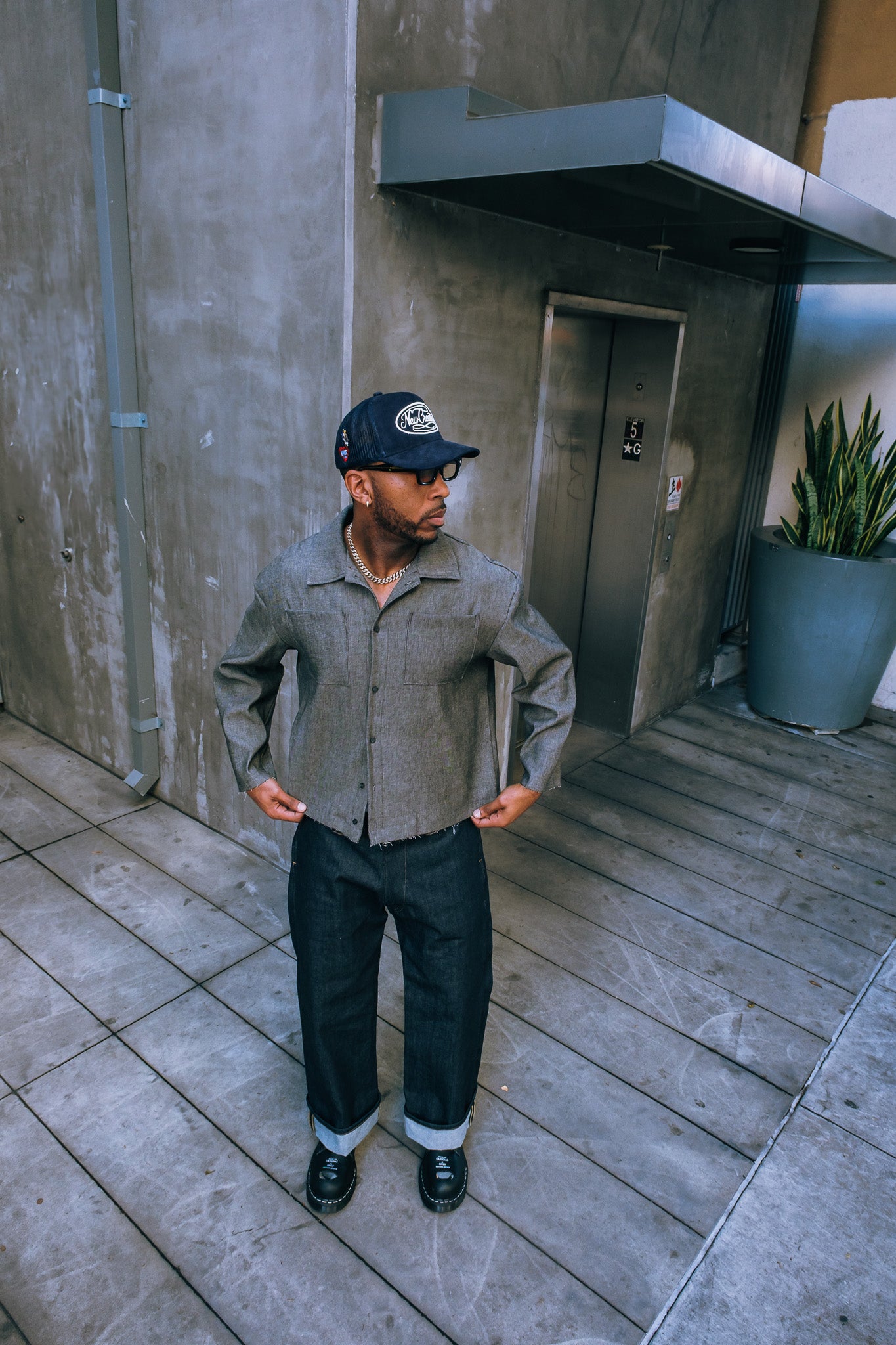 Boxy Grey Denim Button Down