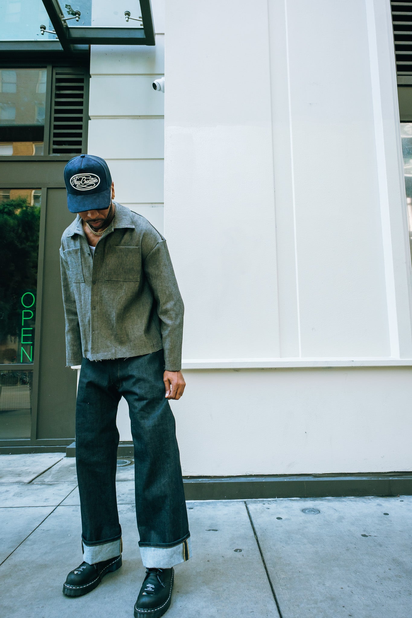 Boxy Grey Denim Button Down