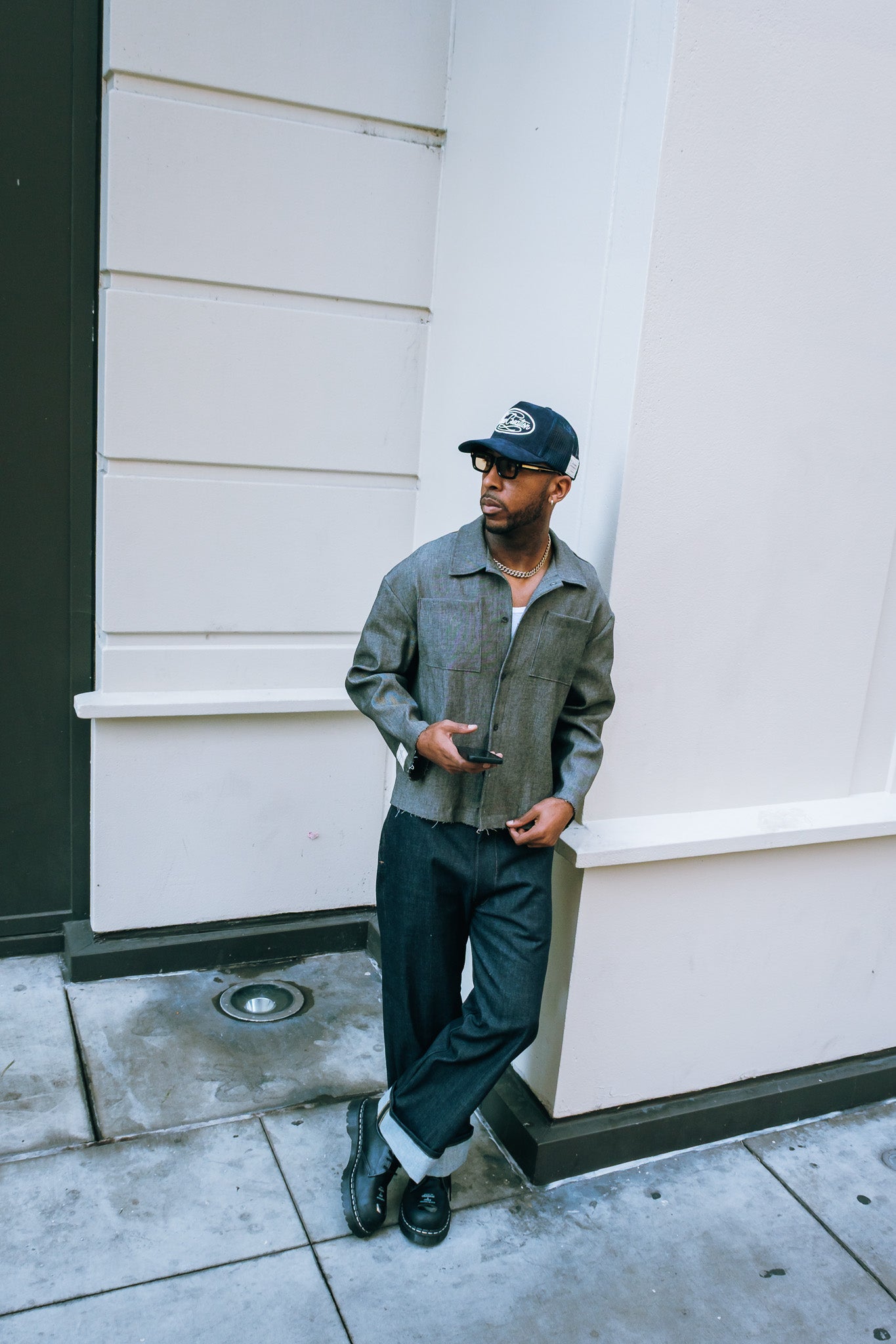 Boxy Grey Denim Button Down