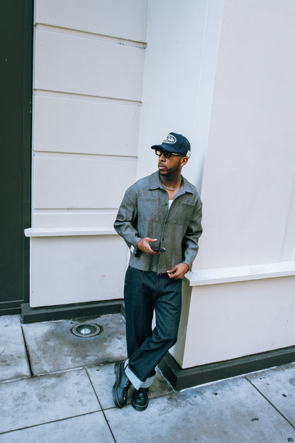 Boxy Grey Denim Button Down
