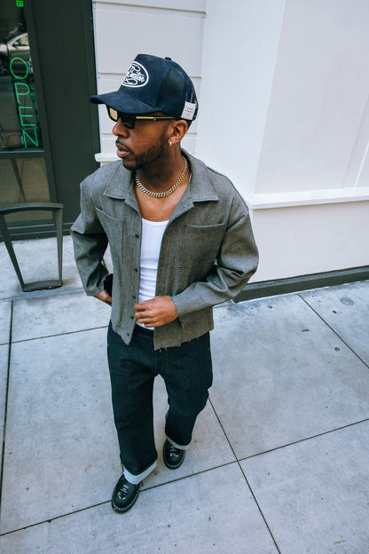 Boxy Grey Denim Button Down