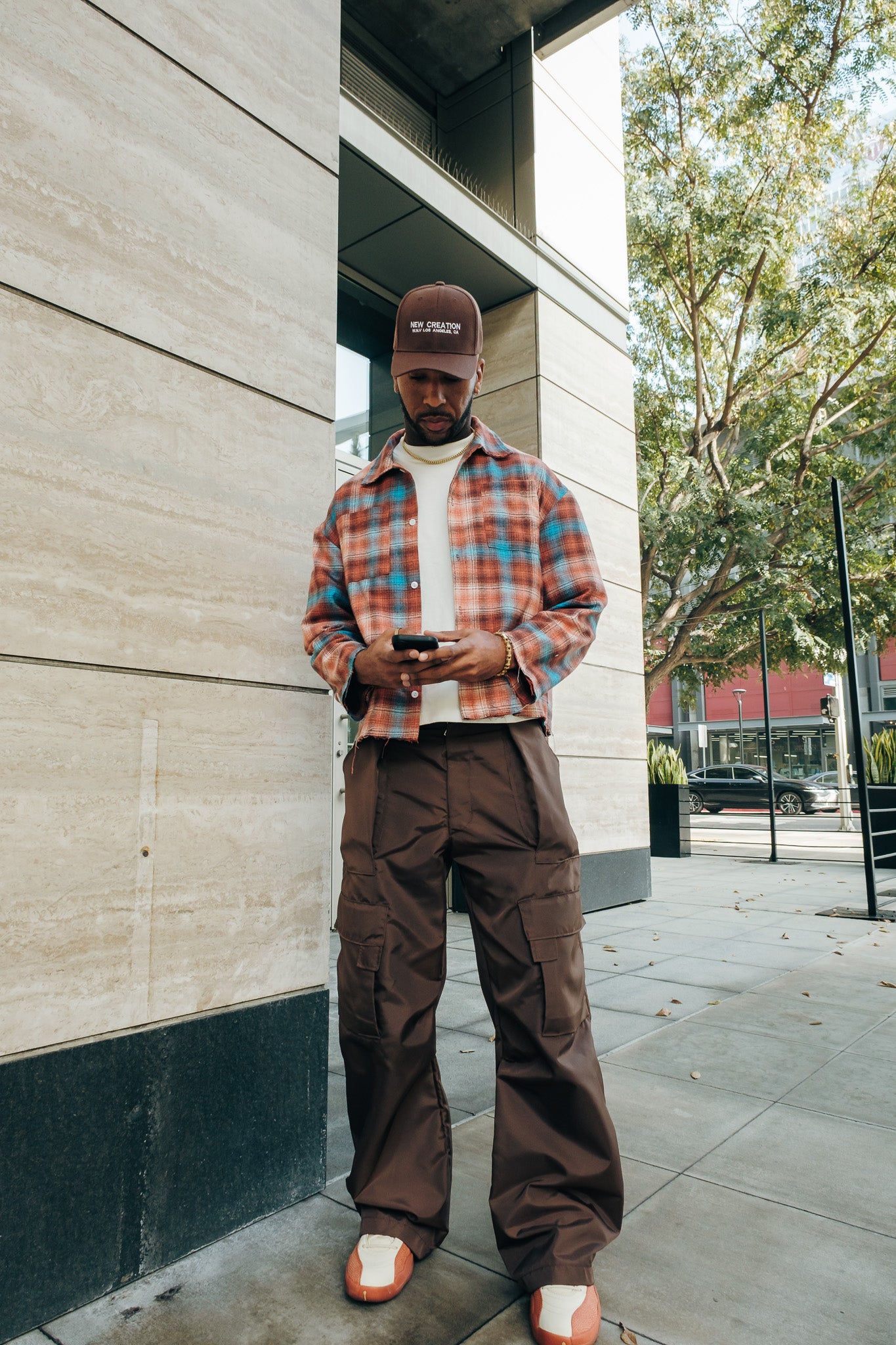Cotton Flannel - Orange Blue