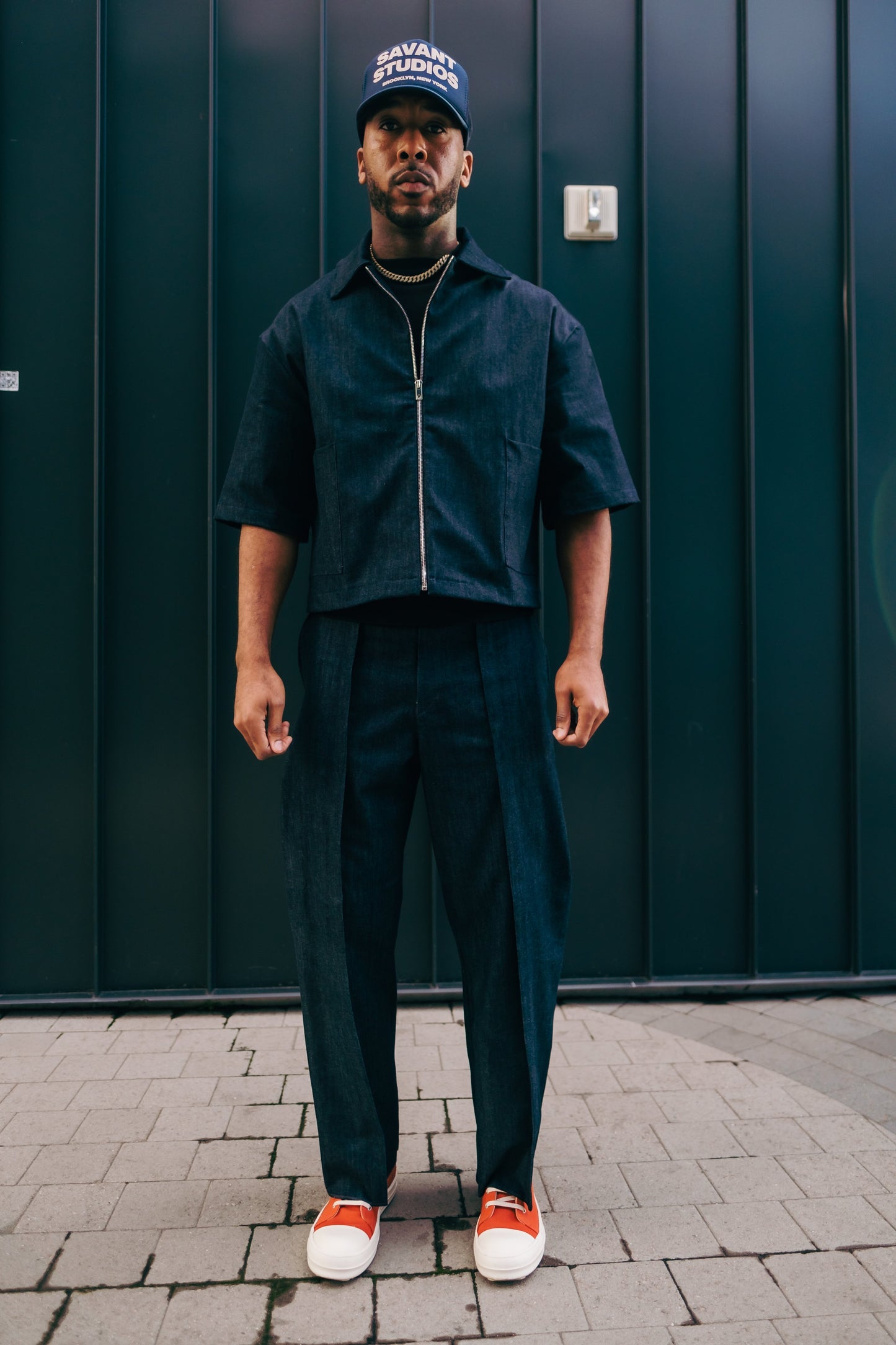 Oversized Boxy Denim Zip Shirt- Indigo