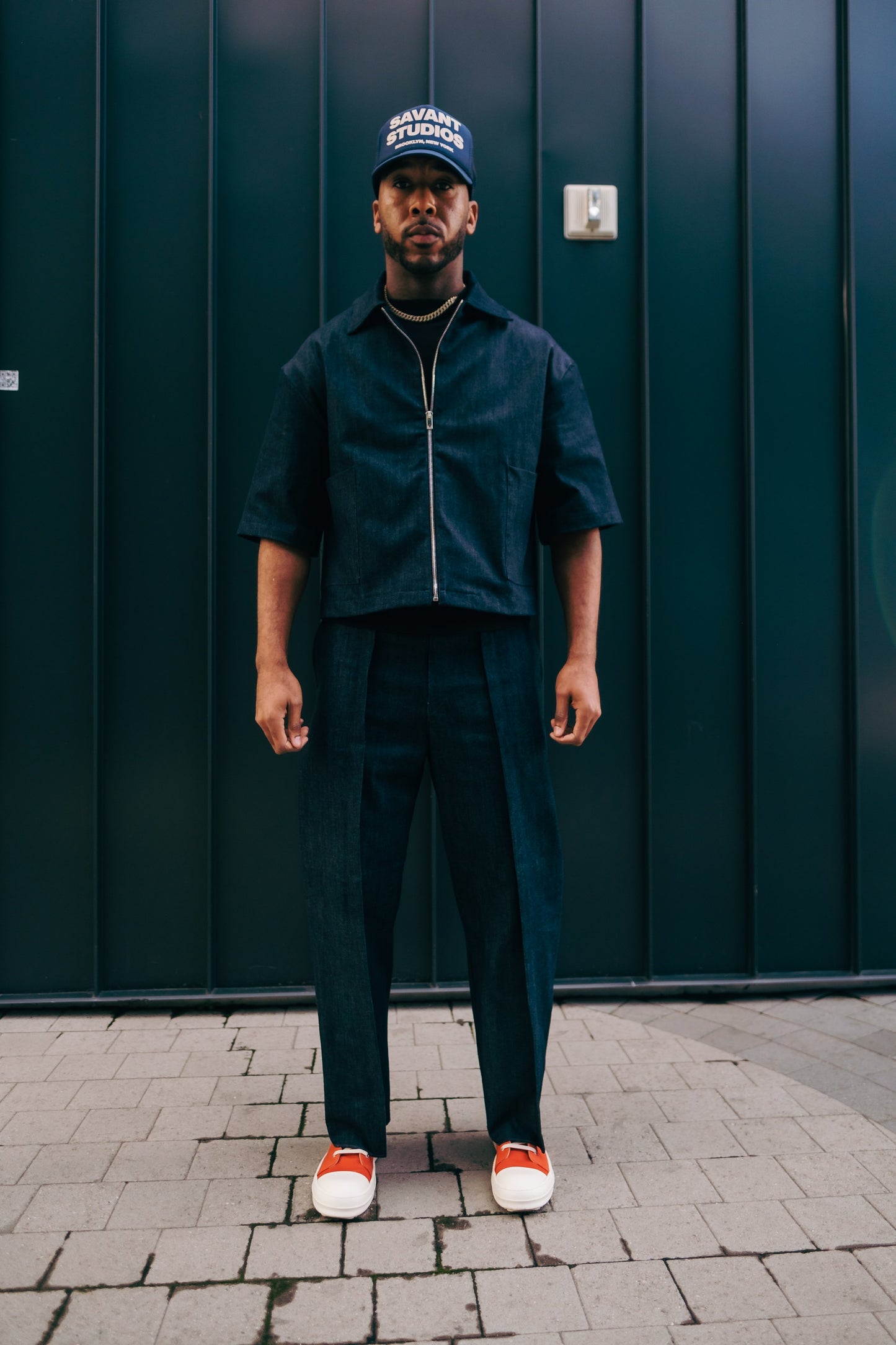 Oversized Boxy Denim Zip Shirt- Indigo