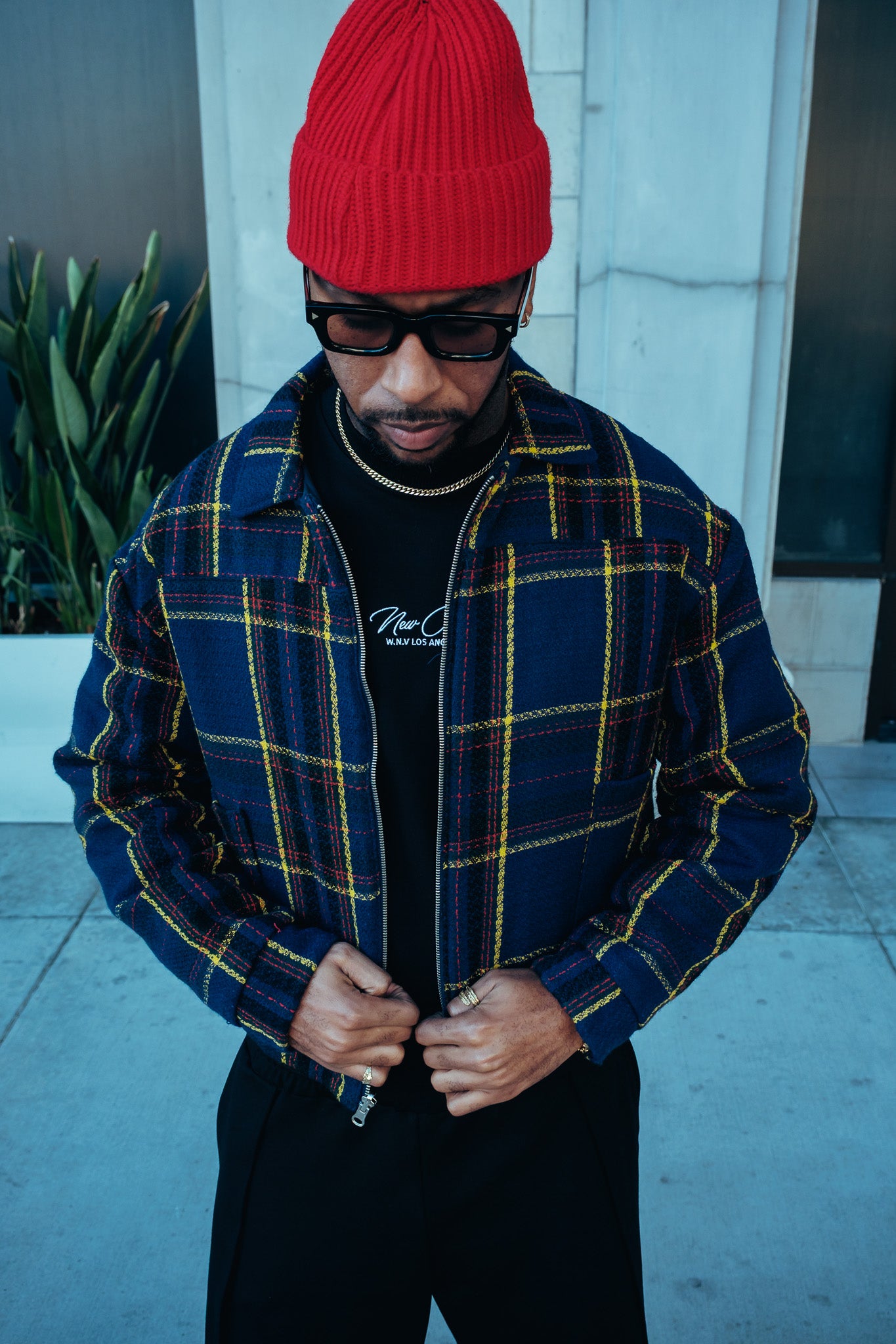 Quilted Plaid Puffer Jacket