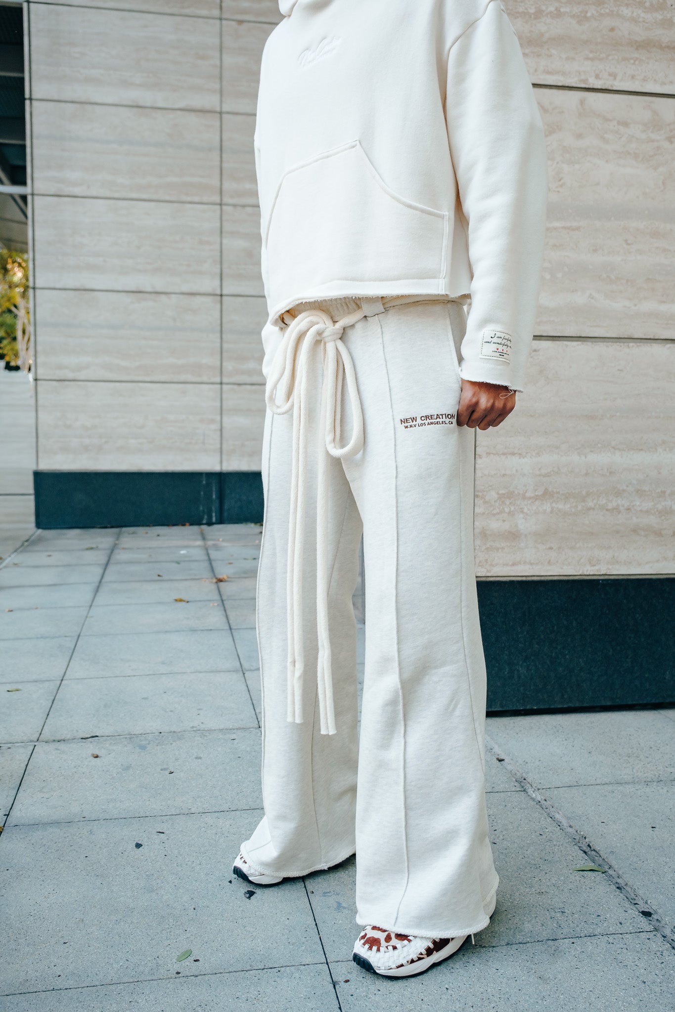Heavy Terry Sweatpants - Marbled cream