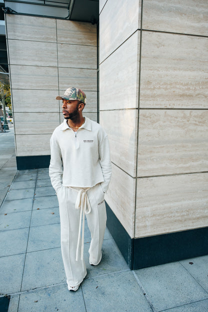 Heavy Terry QTR Zip - Marbled Cream