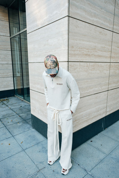 Heavy Terry QTR Zip - Marbled Cream