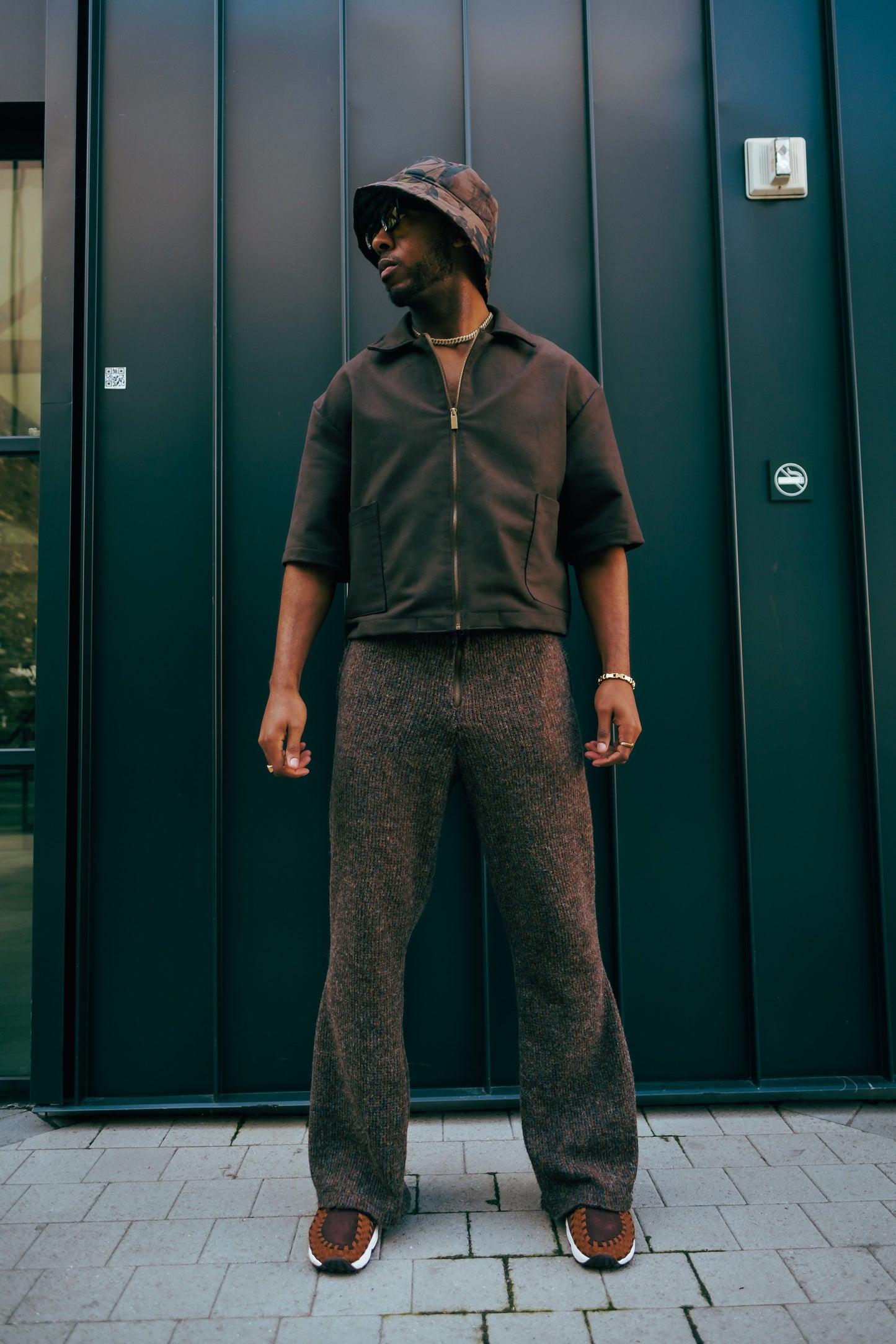 Oversized Suede Boxy Zip Shirt- Chocolate