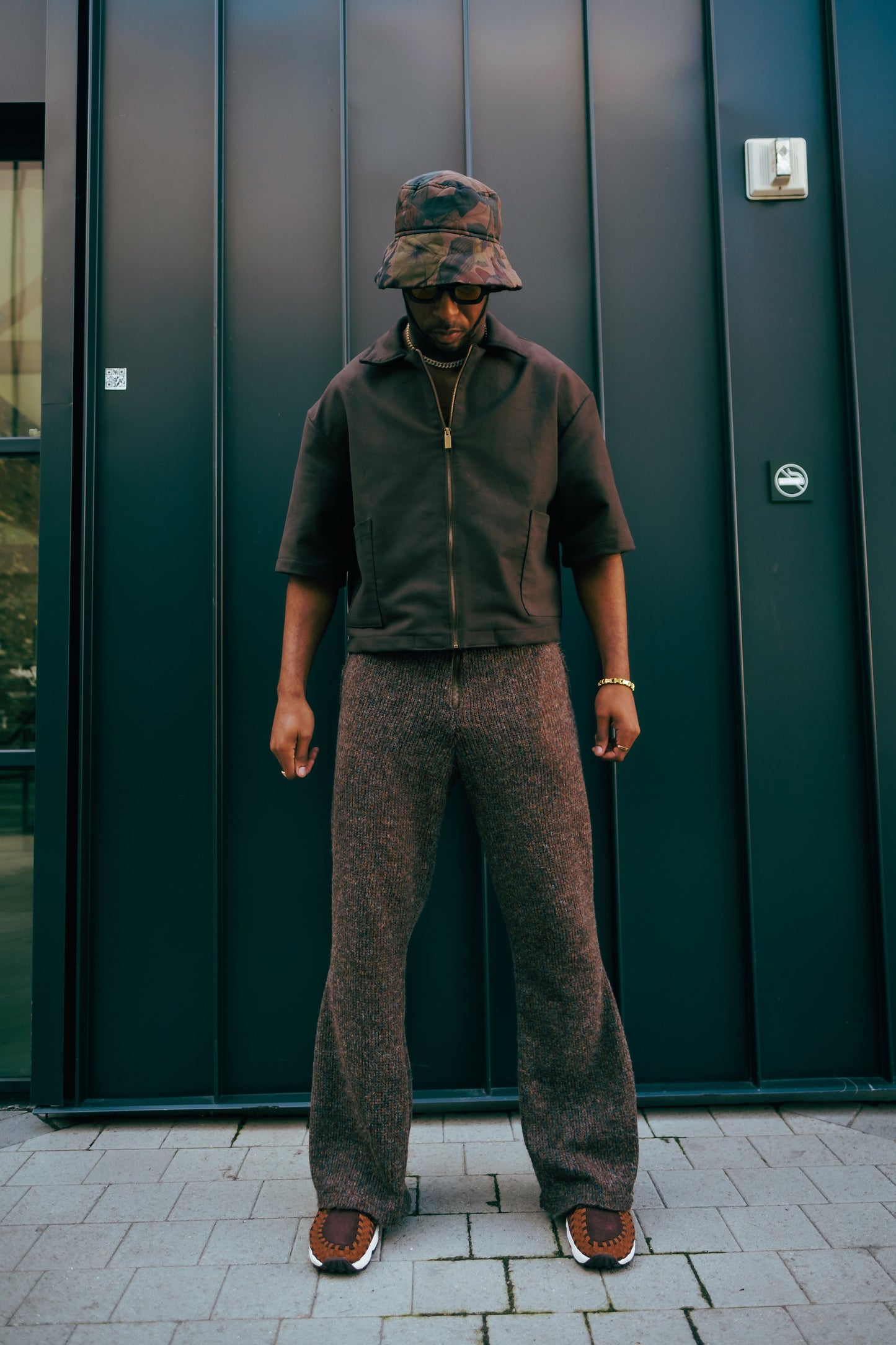 Oversized Suede Boxy Zip Shirt- Chocolate