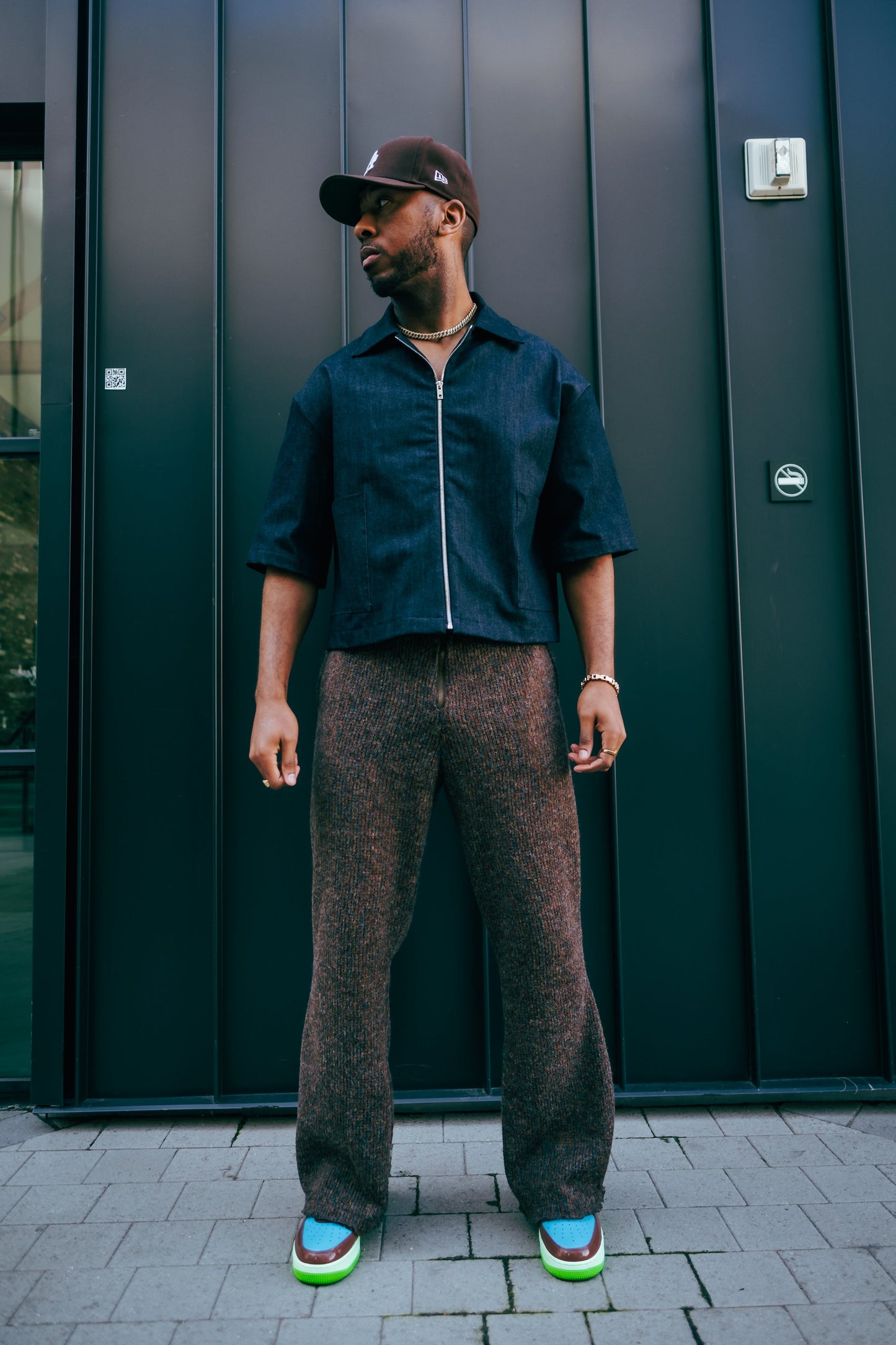 Oversized Boxy Denim Zip Shirt- Indigo