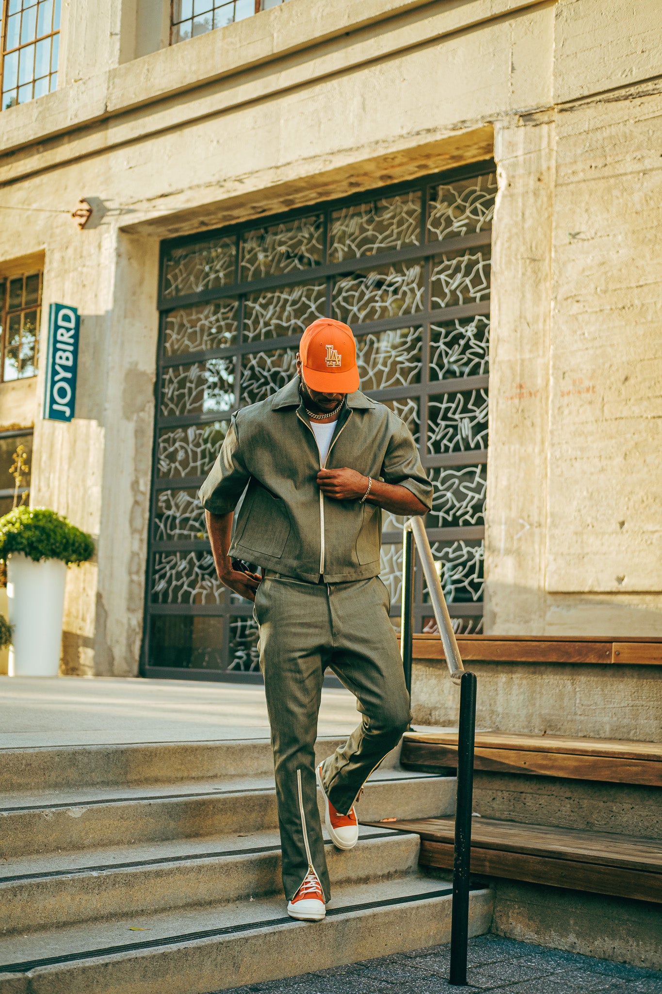 Denim QTR Zip Flare Pants- Green Denim Limited Edition