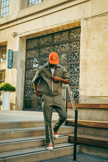 Denim QTR Zip Flare Pants- Green Denim Limited Edition