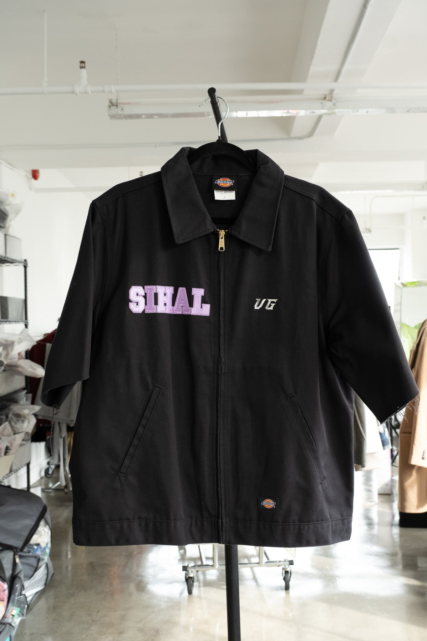 Lovers custom Graphic black zip shirt- L