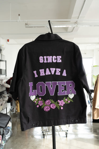 Lovers custom Graphic black zip shirt- L