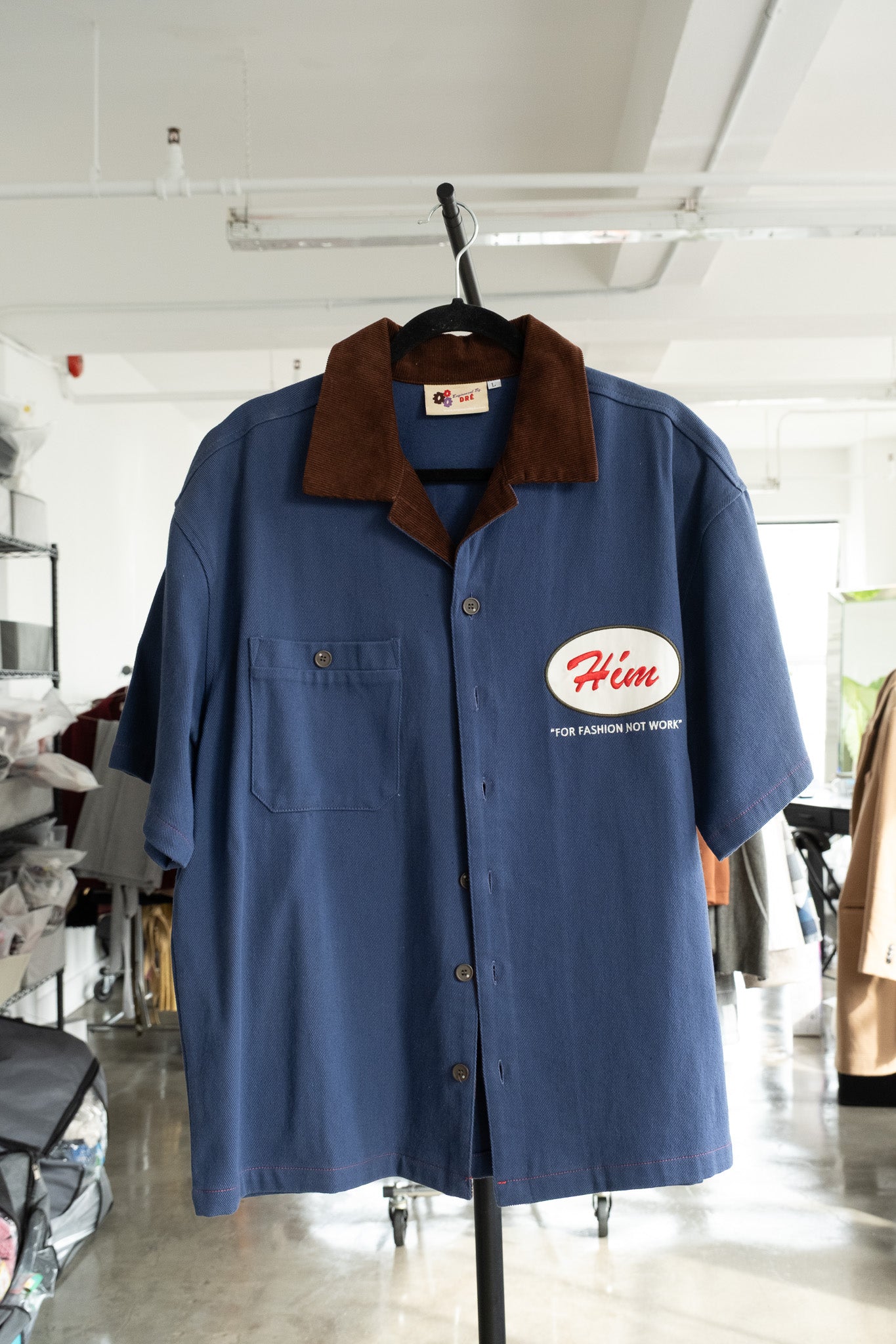 EBD blue/Red Him button shirt- Size L
