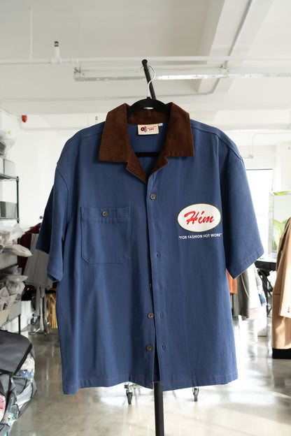 EBD blue/Red Him button shirt- Size L