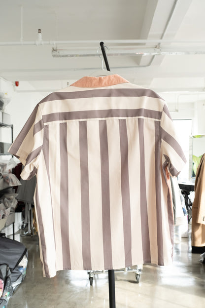 HF pink and gray stripe shirt- L