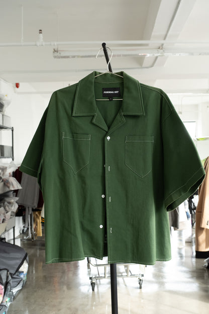 Formal green boxy shirt- L