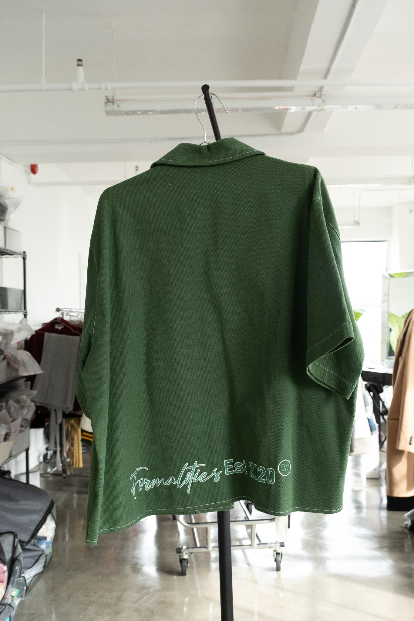 Formal green boxy shirt- L