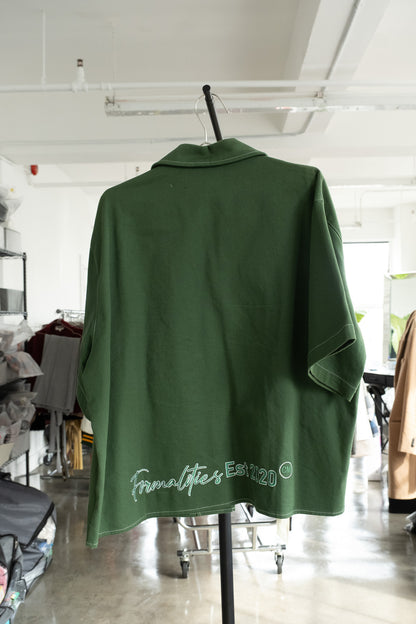 Formal green boxy shirt- L