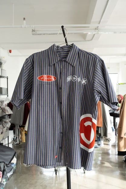 killiam blue stripe shirt- L