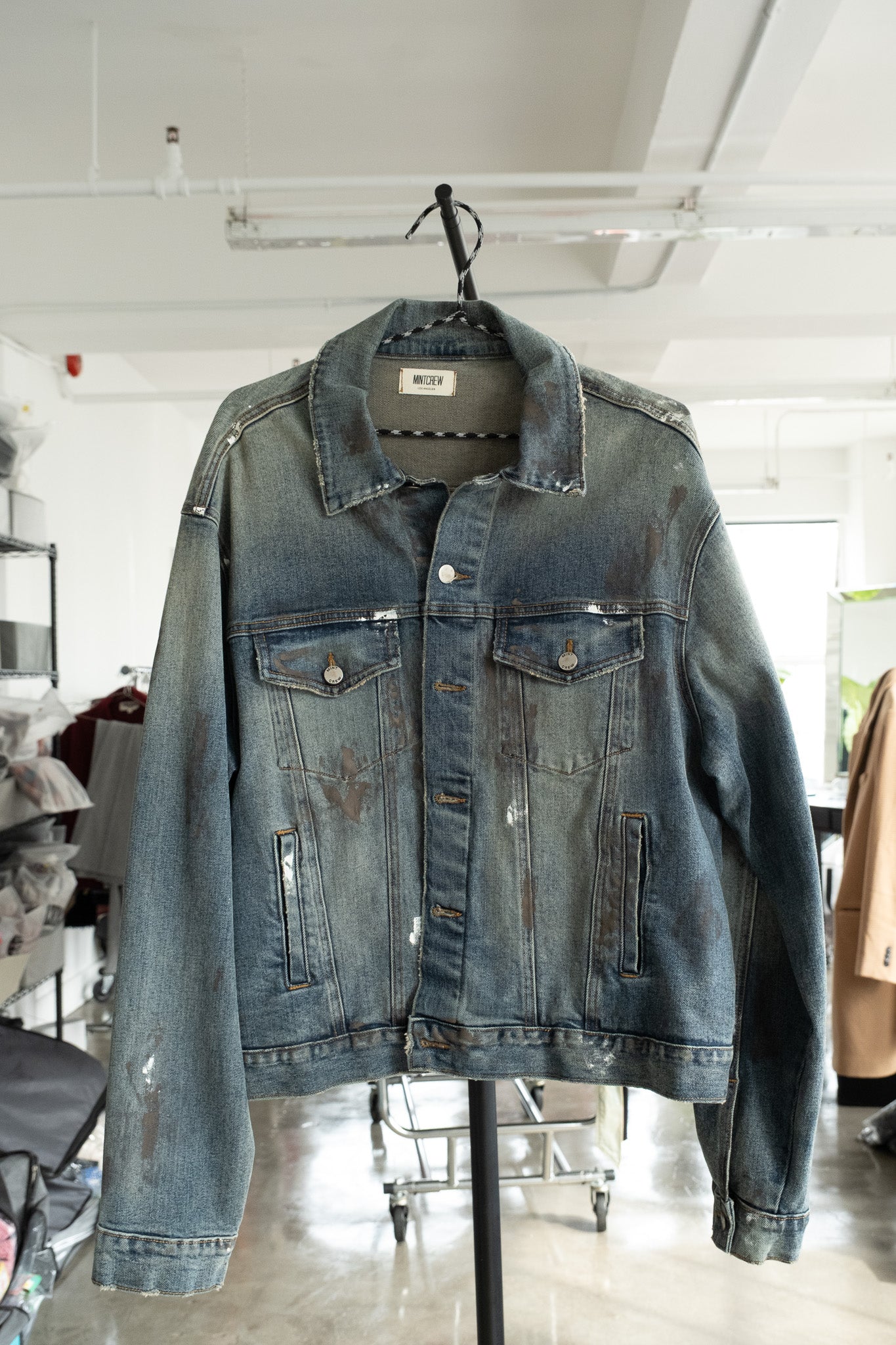 mint crew denim jacket- L