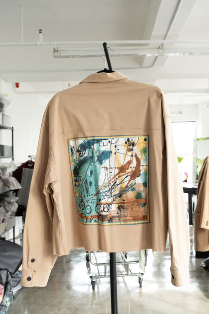 beige canvas longsleeve- L