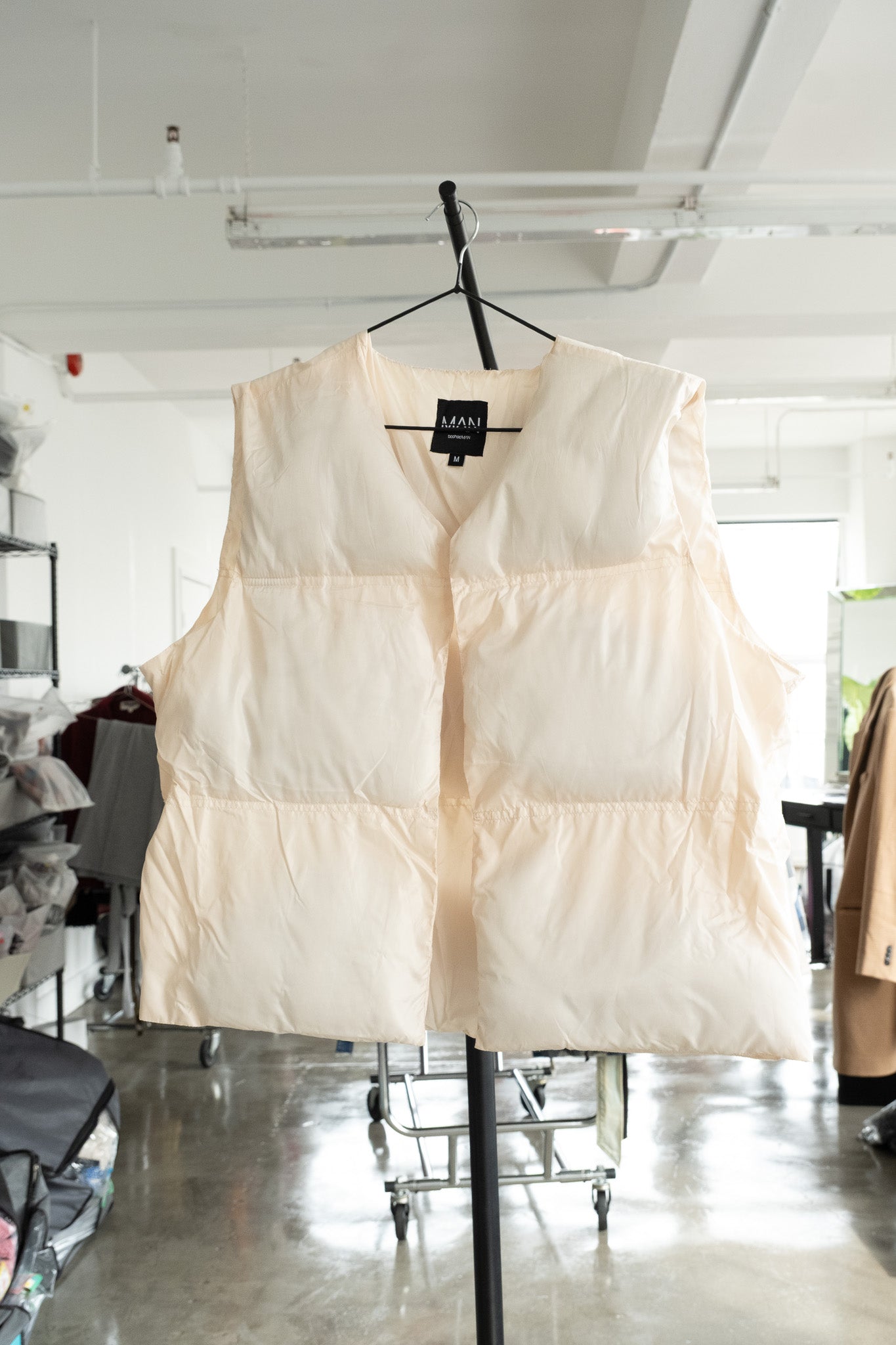 BH white/cream puffer vest- M/L
