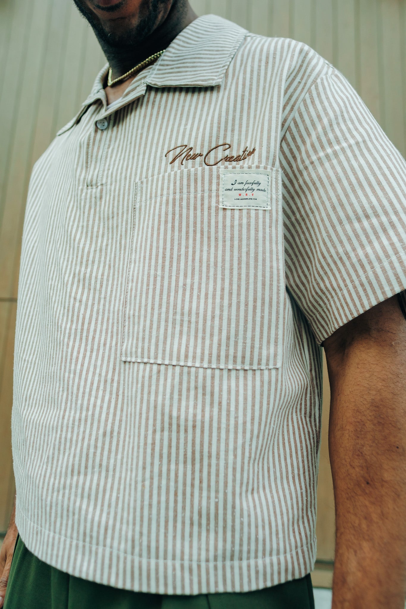 Tan Stripe Placket NC shirt
