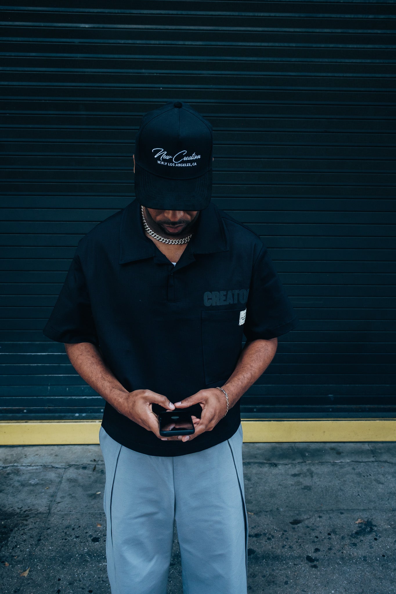 Black "Creator" Placket Shirt