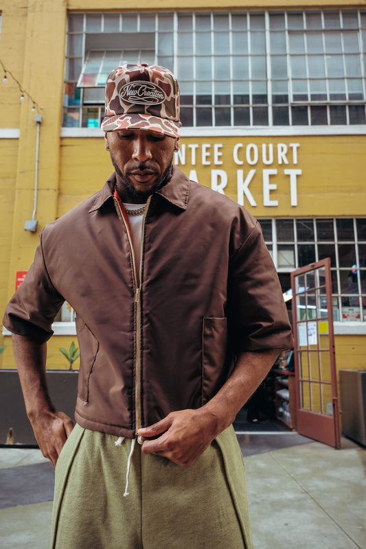 Oversized Boxy Puffer Zip - Brown