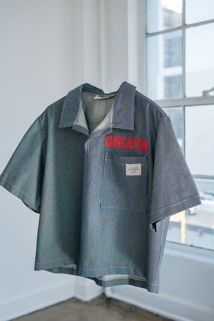 Navy Pinstripe "Creator" QTR Zip Shirt