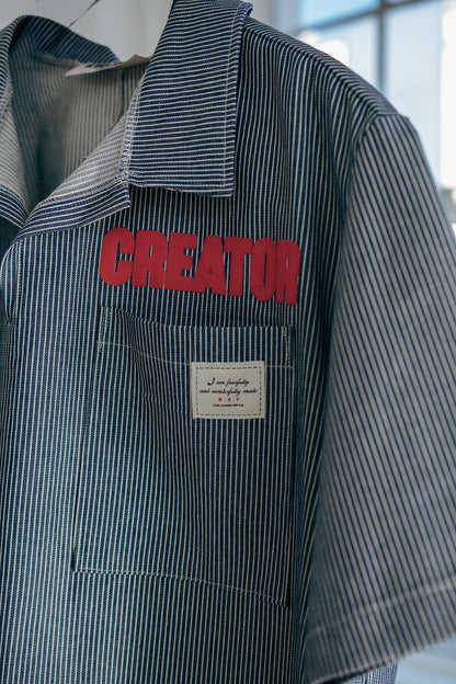 Navy Pinstripe "Creator" QTR Zip Shirt