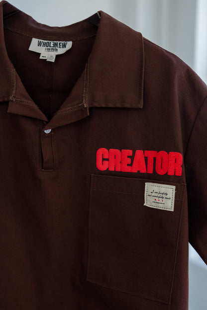 Brown "Creator" Placket Shirt