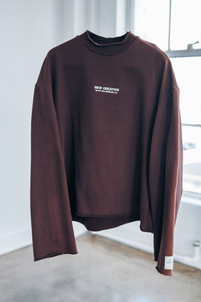 Fleece Crewneck- Brown (Garment Dyed)
