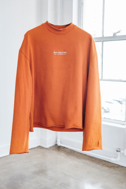 Terry Crewneck- Orange (Garment Dyed)