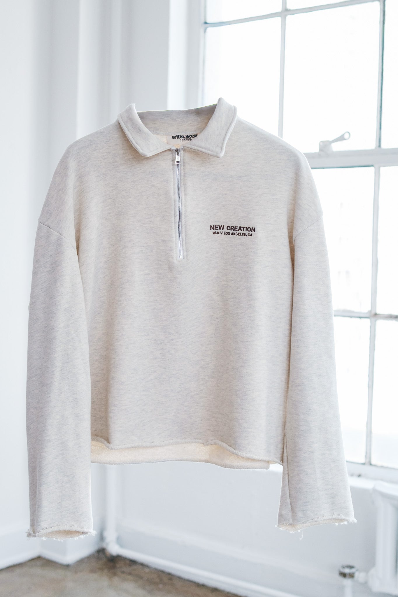 Heavy Terry QTR Zip - Marbled Cream