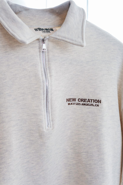 Heavy Terry QTR Zip - Marbled Cream