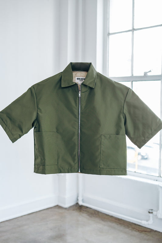 Oversized Nylon Puffer Zip - Olive