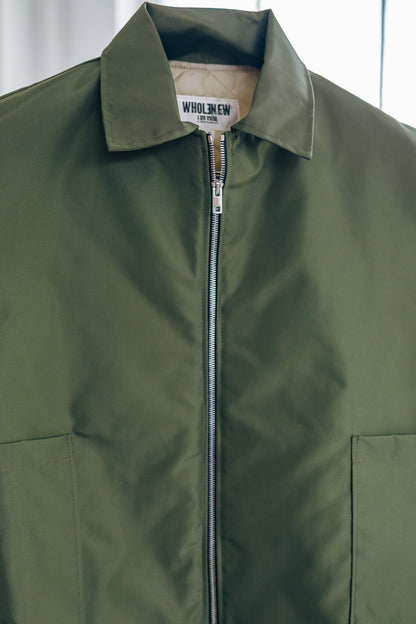 Oversized Nylon Puffer Zip - Olive