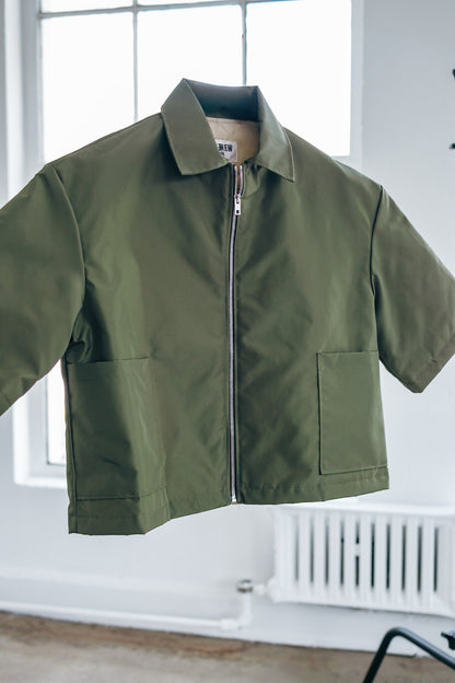 Oversized Nylon Puffer Zip - Olive