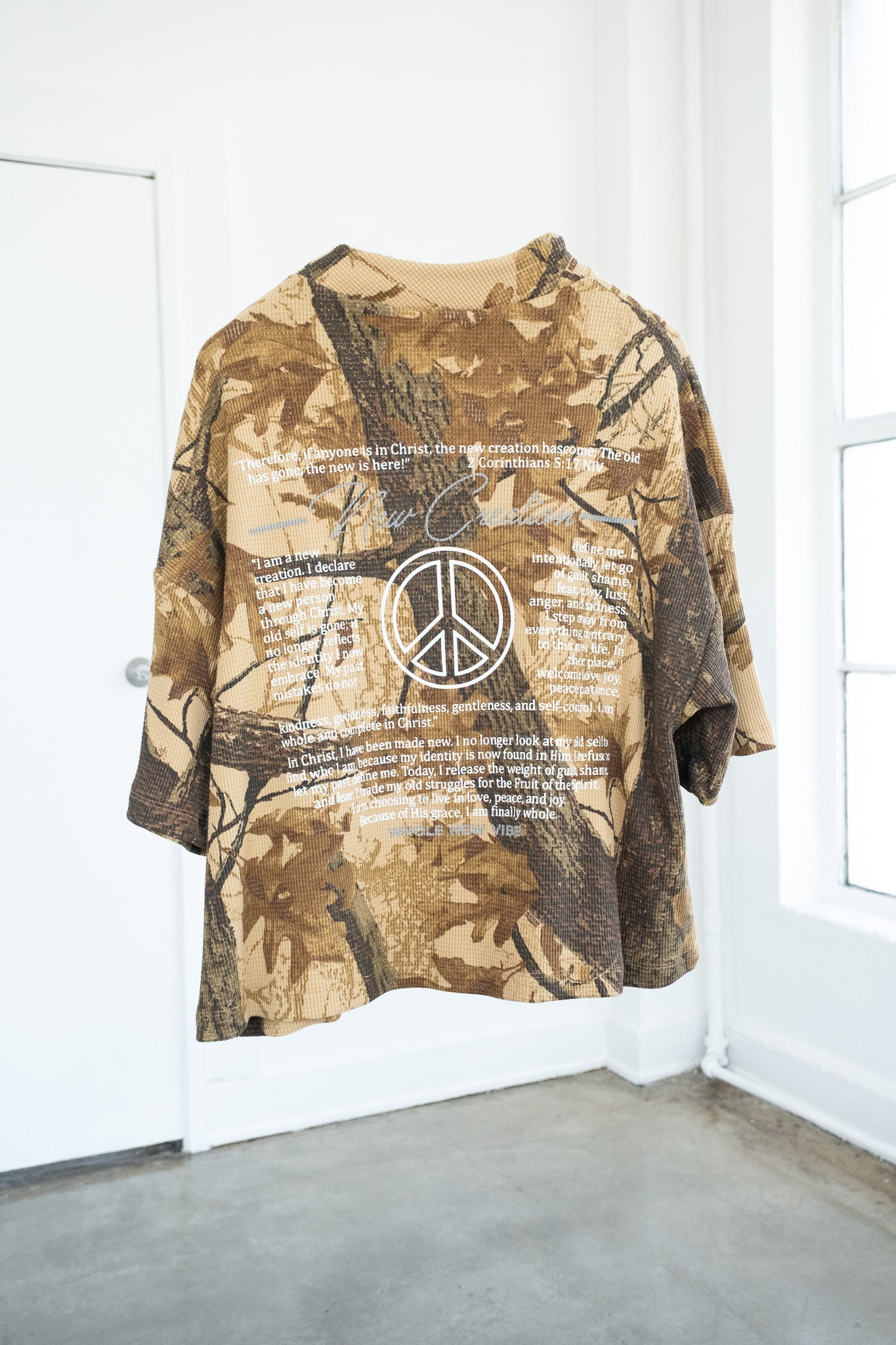 oversized  Cropped waffle Tee - Real Tree