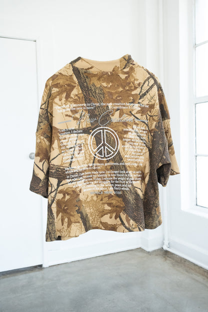 oversized  Cropped waffle Tee - Real Tree