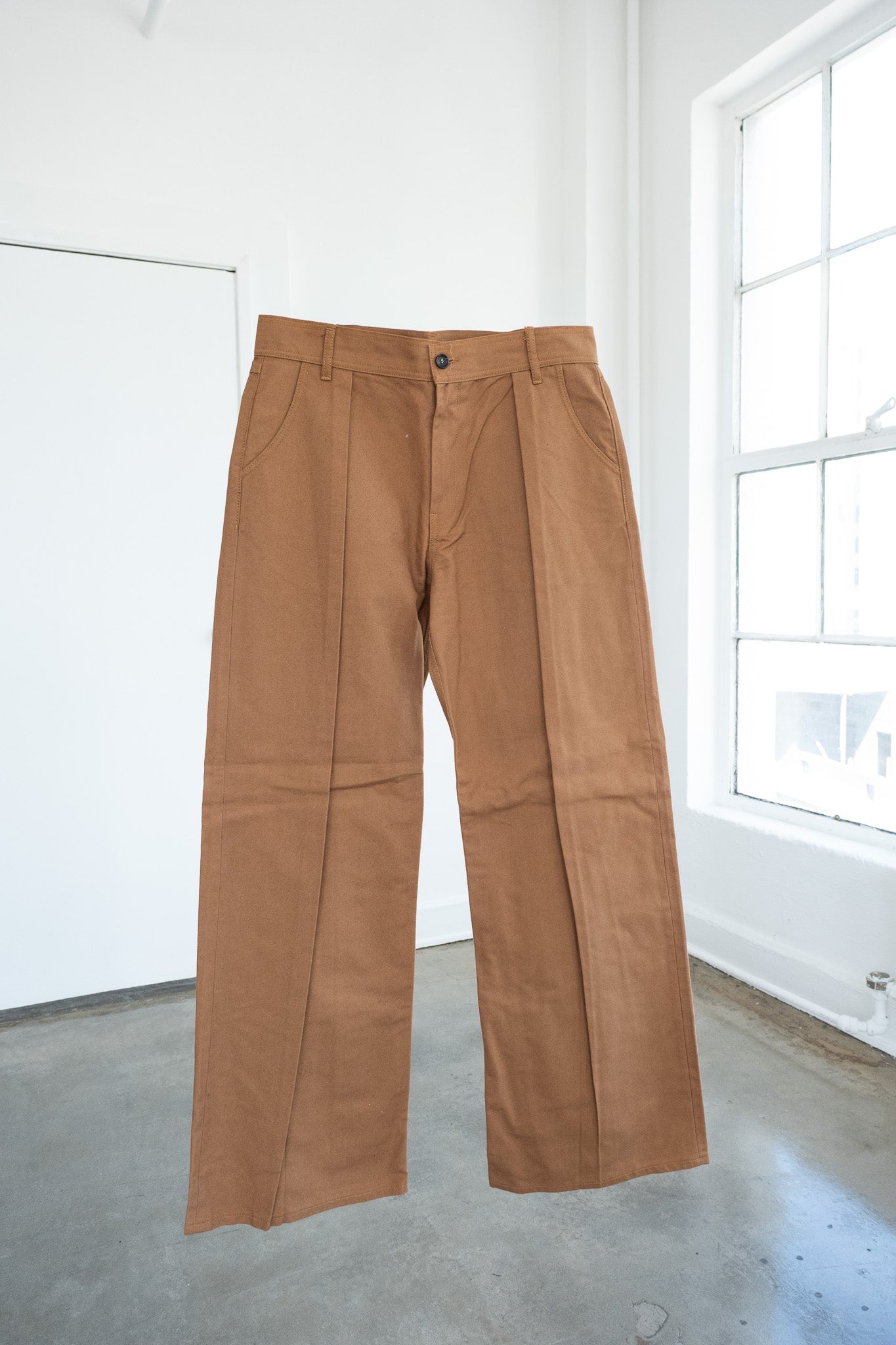 Designer light brown pleated pants - 33