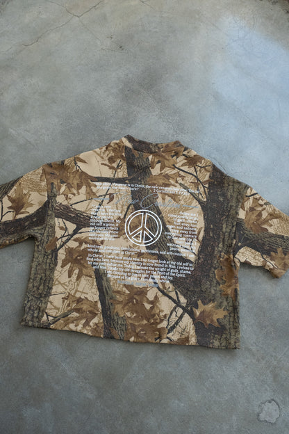 oversized  Cropped waffle Tee - Real Tree