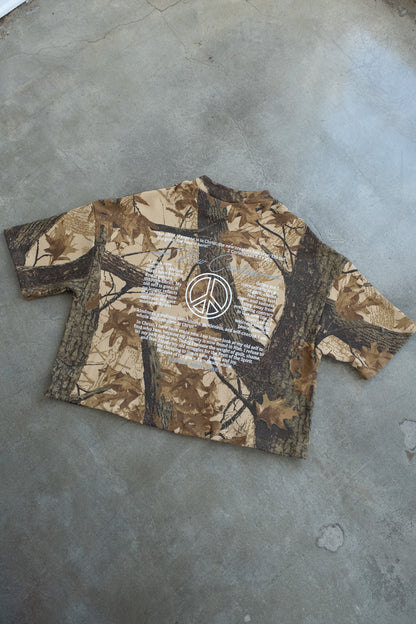 oversized  Cropped waffle Tee - Real Tree