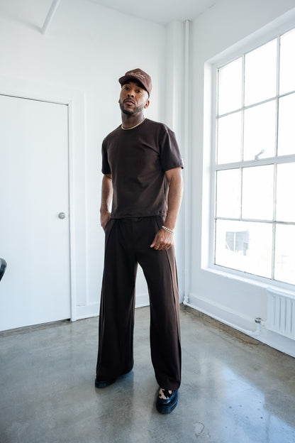 Slim Cropped Tee - Brown